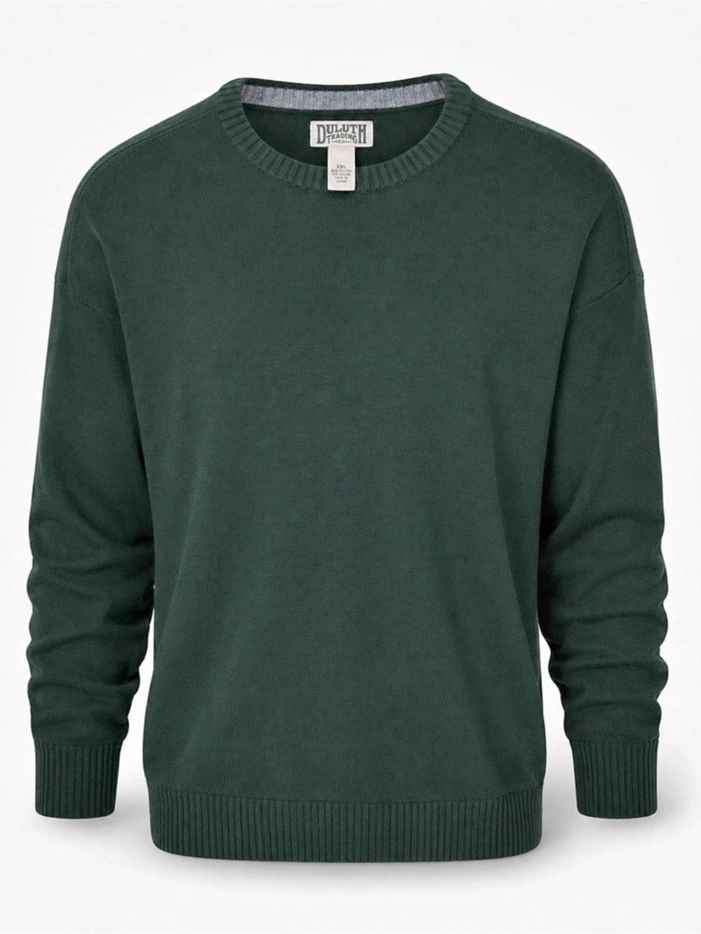 Duluth Trading Co Mens 2XL Green Cotton Nylon Crewneck Sweater Workwear